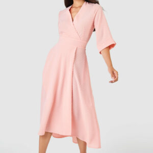 Closet London Blush Pink High-Low Wrap Midi Dress