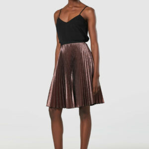 Closet London Bronze Elasticated Pleated Skirt