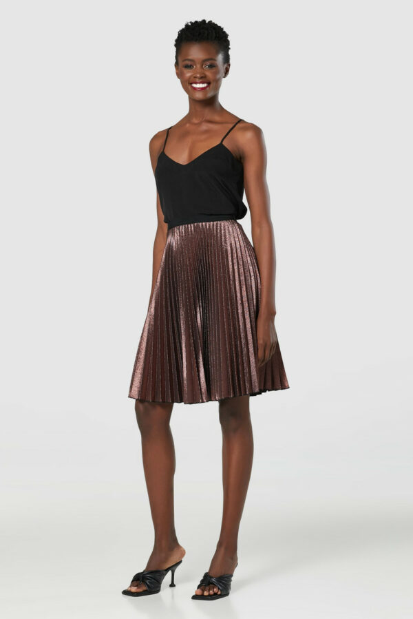 Closet London Bronze Elasticated Pleated Skirt