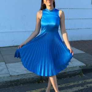 Closet London Cobalt Blue Pleated Skirt Dress