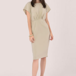 Closet London Cream Kimono Pleated Pencil Dress