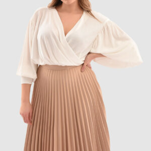 Closet London Curves Beige Pleated Skirt