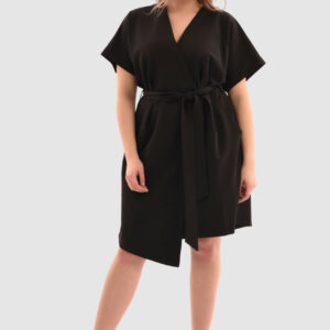 Closet London Curves Black Kimono Wrap Mini Dress