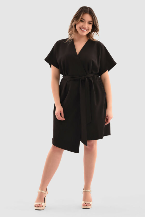 Closet London Curves Black Kimono Wrap Mini Dress