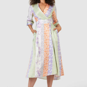 Closet London Multi Floral Print High-Low Wrap Dress