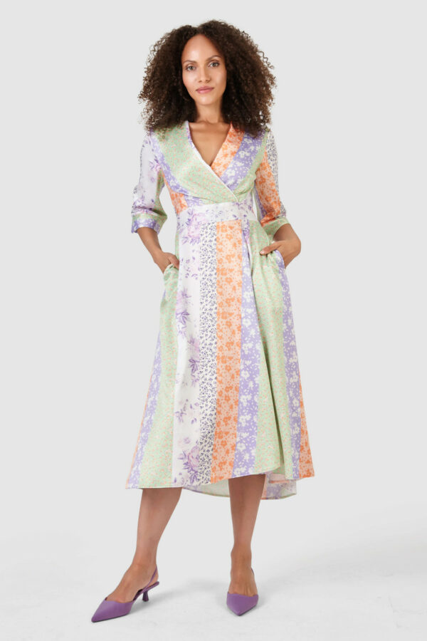 Closet London Multi Floral Print High-Low Wrap Dress