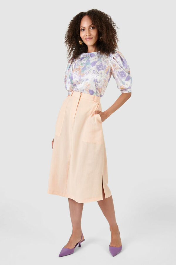 Closet London Peach A-Line Midi Skirt