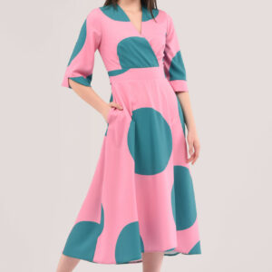 Closet London Pink High-Low Wrap Print Dress