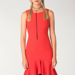 Closet London Red Frilled Skirt Panel Dress