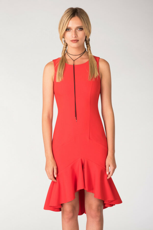 Closet London Red Frilled Skirt Panel Dress