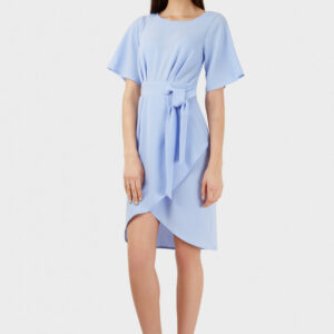 Closet London Tie Front Wrap Skirt Dress BLUE