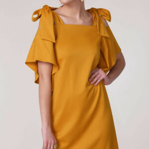 Closet London Yellow Tie Shoulder Tunic Dress