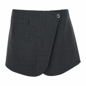 Coperni Grey Pinstriped Wrap Mini Skirt In Wool Woman