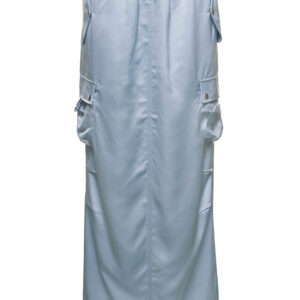 Coperni Light Blue Cargo Skirt With Drawsrtring In Satin Viscose Woman