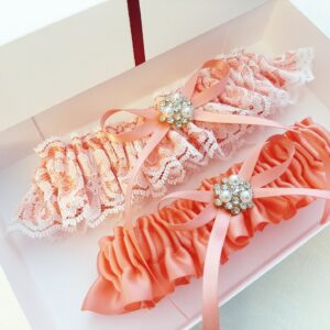 Coral Wedding Garter, Lace Bridal Garter Set, For Bride, Belt Wedding, Prom Leg