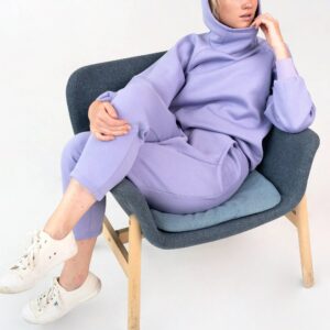 Cosy Fall Jumper Joggers Set, High Quality Cotton Two Piece Set For Women, Comfortable Hoodie Tracksuit in Lavender Colour Congo