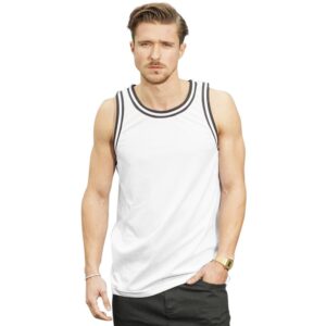 Cotton Addict Mens Mesh Contrast Hem Tank Top Vest Top 2XL - Chest 45' (114.3cm)