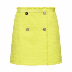 Cotton Blend Tweed Mini Wrap Skirt