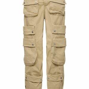 Cotton Drill Midrise Wide Cargo Pants