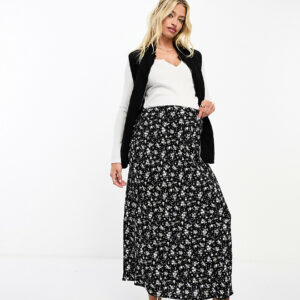 Cotton On Maternity maxi slip skirt in black floral print