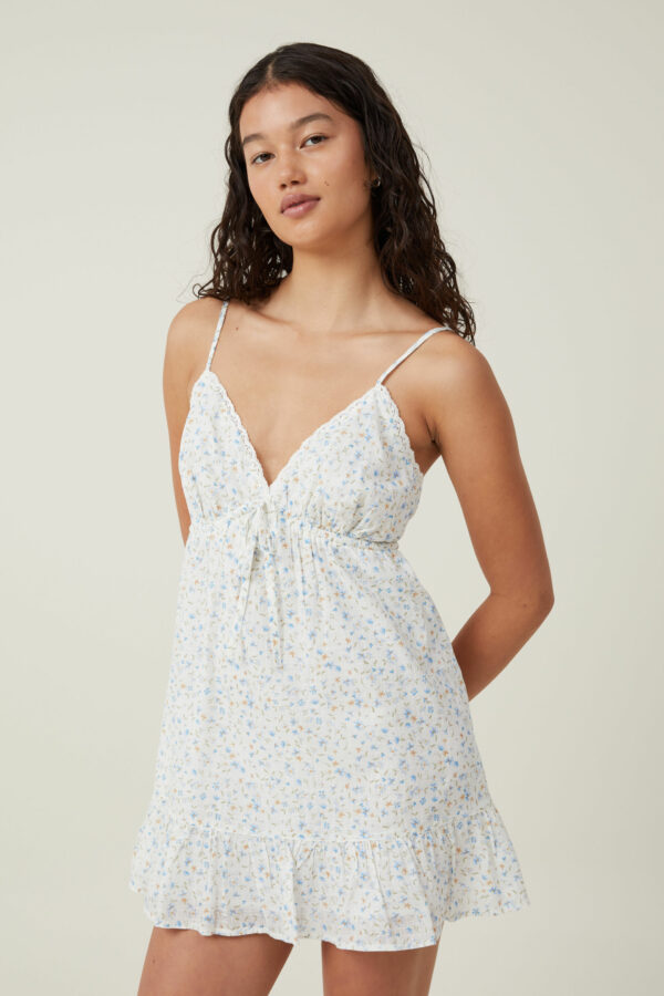 Cotton On Women - Ava Babydoll Mini Dress - Lael ditsy stone blue