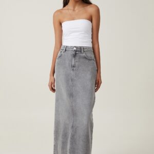 Cotton On Women - Blake Denim Maxi Skirt - Ash grey