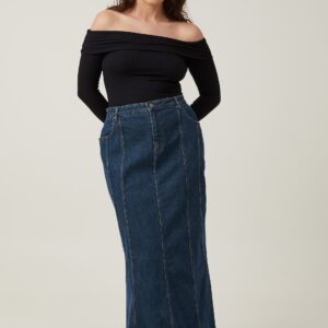 Cotton On Women - Panel Flare Denim Maxi Skirt - Mistic blue