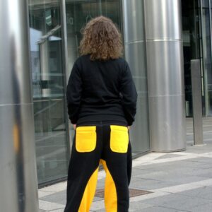 Cotton Sweatpants, Black & Yellow Sweats, Man Black Yellow Trousers, Woman Sport Pants, Baggy Sweats Drop Crotch Dance Pants