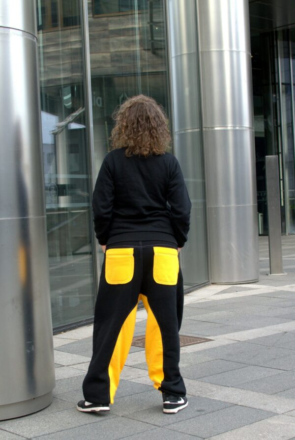 Cotton Sweatpants, Black & Yellow Sweats, Man Black Yellow Trousers, Woman Sport Pants, Baggy Sweats Drop Crotch Dance Pants