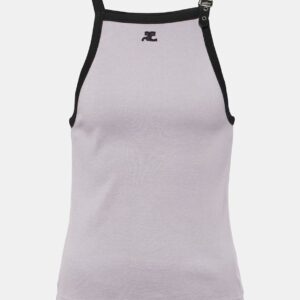 Courrèges Faux leather-trimmed cotton tank top