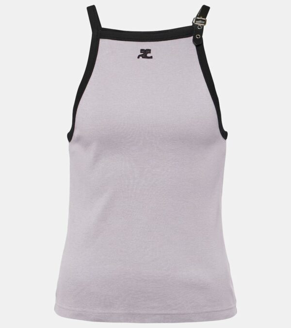 Courrèges Faux leather-trimmed cotton tank top