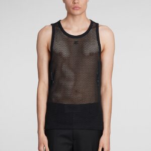 Courrèges Logo Embroidered Straight Hem Mesh Top