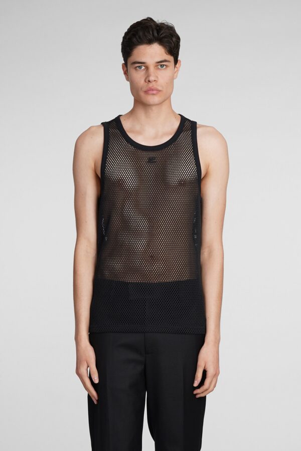 Courrèges Logo Embroidered Straight Hem Mesh Top