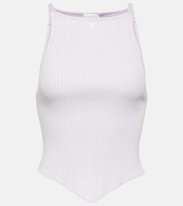 Courrèges Logo ribbed-knit tank top