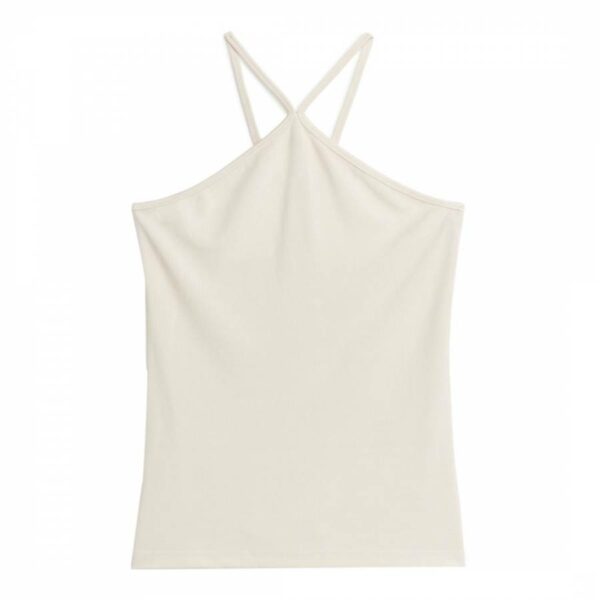 Cream Cross Back Tank Top