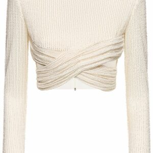 Crisscross Beaded Mesh Cropped Top