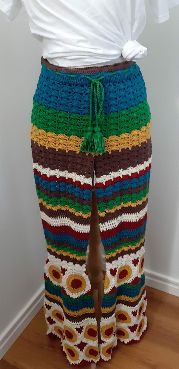 Crochet Pants, Boho Hippie Festival Clothing, Hand Knitted Pants , Trendy Pants, Slouchy Trousers