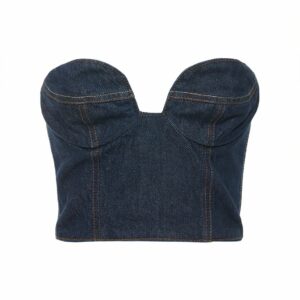 Cropped Cotton Denim Corset Top