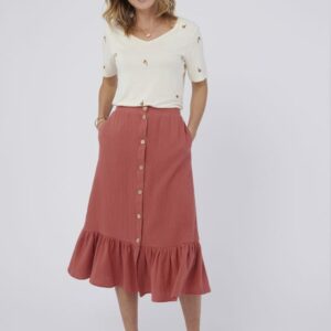 Damart Button-through Tiered Skirt