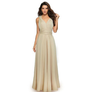 (Dark Champagne, M) Women Multiway Wrap Bandage Long Dress Convertible Boho Evening Dress For Party Bridesmaids