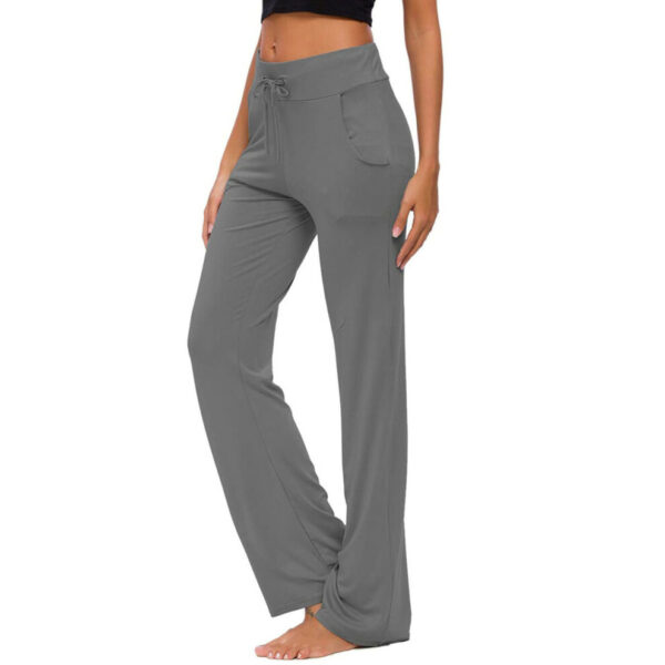 (Dark Grey, XL) Women Drawstring High Waist Long Pants Simple Solid Color Loose Yoga Running Sports Straight-Leg Pajama Trousers Lounge Sweatpants wit