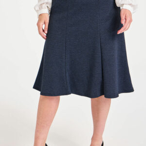 Dash Navy Chevron Jacquard Flippy Panel Skirt, Size: 24