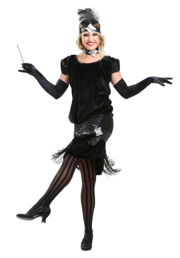 Deluxe Velvet Flapper Women's Fancy Dress Costume