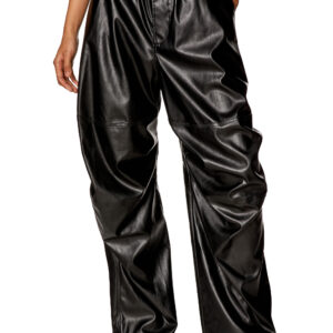 Diesel - Oversized cargo pants in coated fabric - Pants - Woman - Black