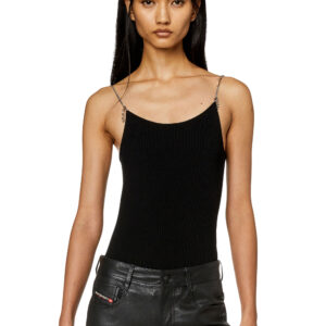 Diesel - Stretch-knit camisole with chain straps - Tops - Woman - Black