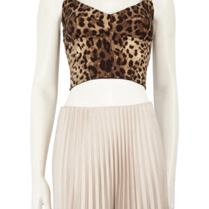 Dolce & Gabbana Brown Silk Leopard Corset Top