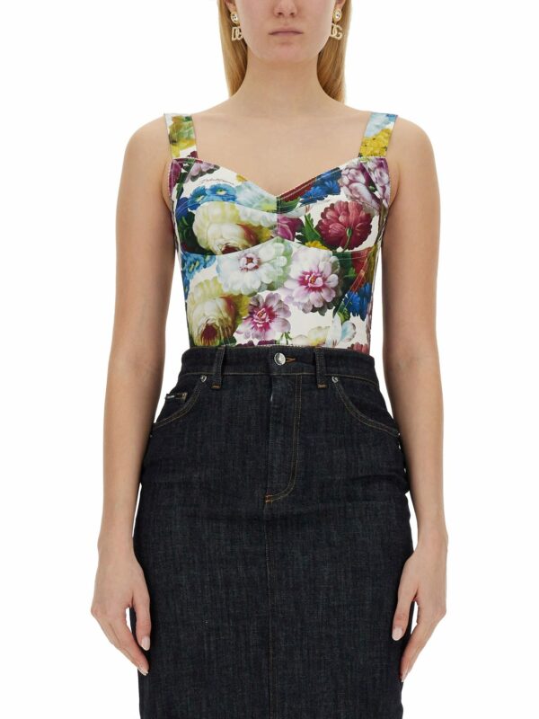 Dolce & Gabbana Night Flower Print Bustier Top