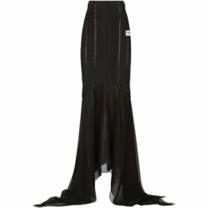 Dolce & Gabbana Silk-Blend Black Sicily Ruffle Maxi Skirt