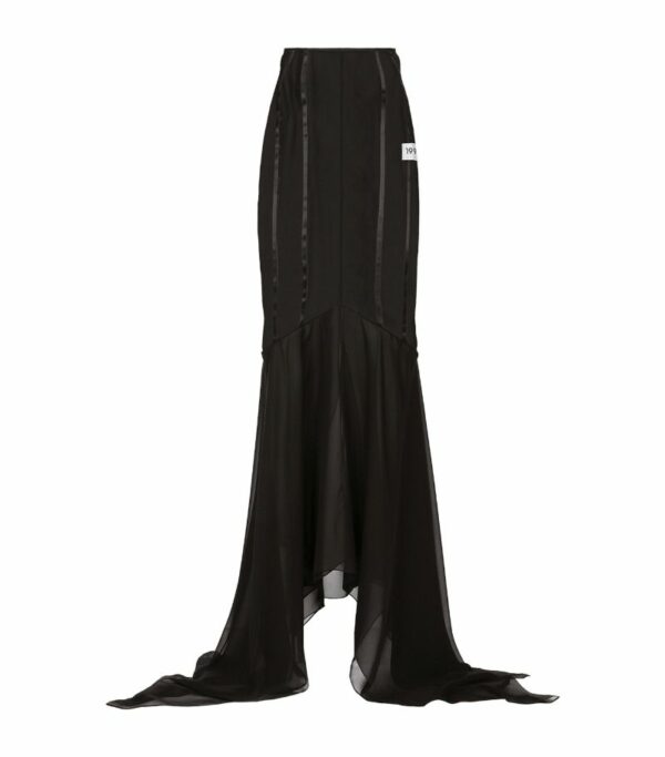 Dolce & Gabbana Silk-Blend Black Sicily Ruffle Maxi Skirt