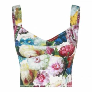 Dolce & Gabbana - White Multicolour Cotton Blend Corset Top 40